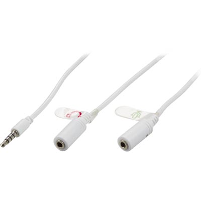 Deltaco iPhone Headset Adapter, 3.5mm M/M - 2x3.5mm F, White